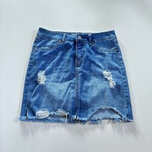 Rewash Women's Size 3 / 26 Blue Denim Skirt Distressed Vintage Reunion